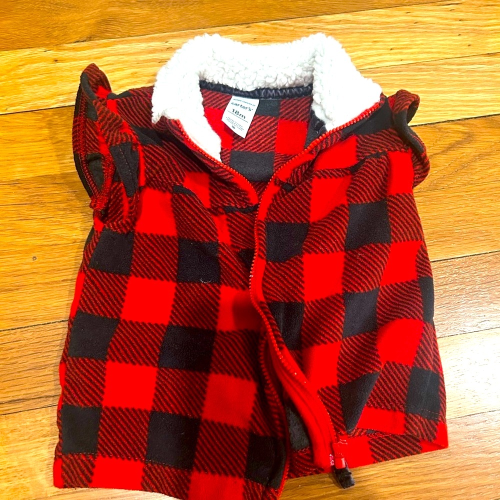 Red and Black Plaid Vest with Sherpa Lining!